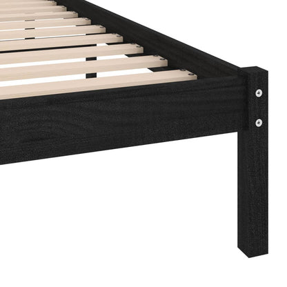 Bed Frame Black Solid Wood Pine 90X200 Cm