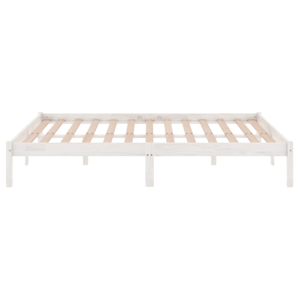 Bed Frame White Solid Wood Pine 120X200 Cm