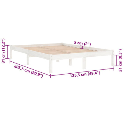 Bed Frame White Solid Wood Pine 120X200 Cm