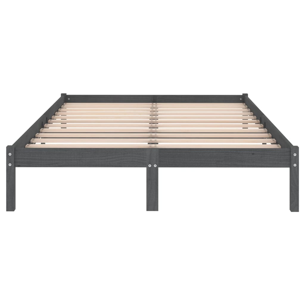 Bed Frame Grey Solid Wood Pine 120X200 Cm