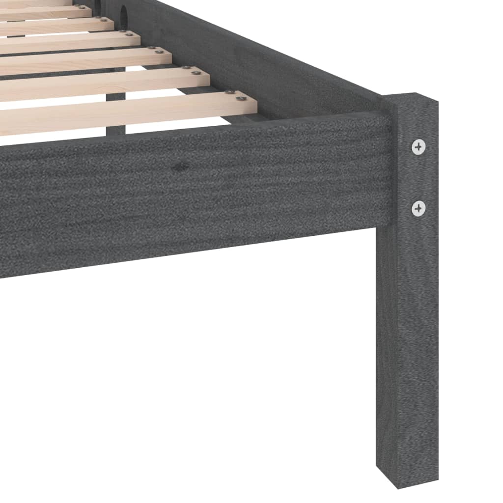 Bed Frame Grey Solid Wood Pine 120X200 Cm