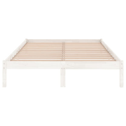 Bed Frame White Solid Wood Pine 140X200 Cm
