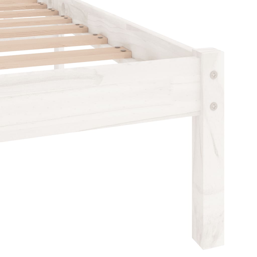 Bed Frame White Solid Wood Pine 140X200 Cm