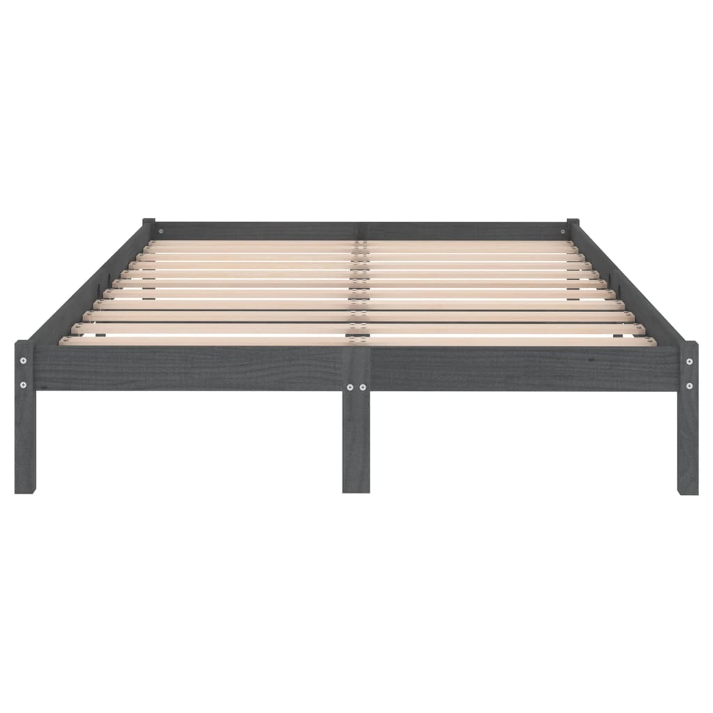 Bed Frame Grey Solid Wood Pine 140X200 Cm