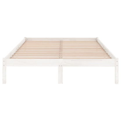 Bed Frame White Solid Wood 150X200 Cm King Size