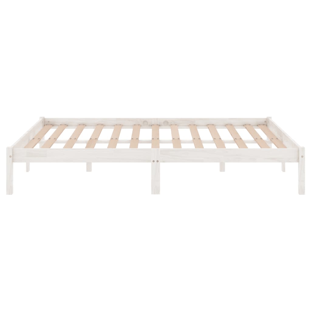 Bed Frame White Solid Wood 150X200 Cm King Size