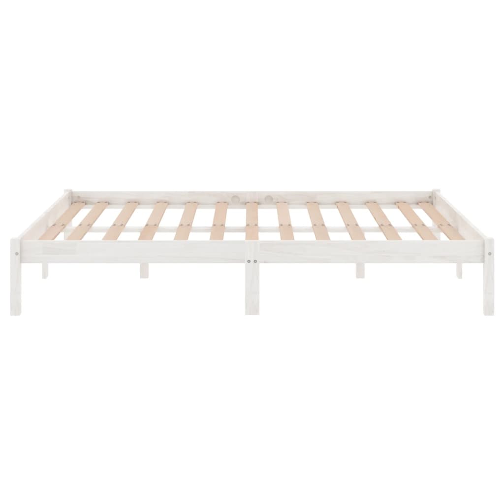 Bed Frame White Solid Wood Pine 160X200 Cm
