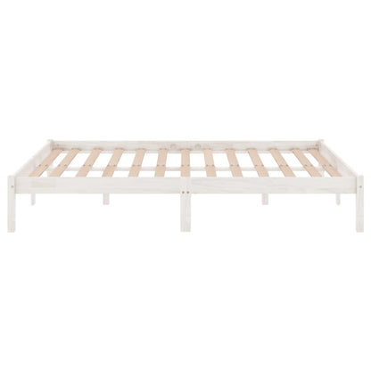 Bed Frame White Solid Wood 180X200 Cm Super King Size