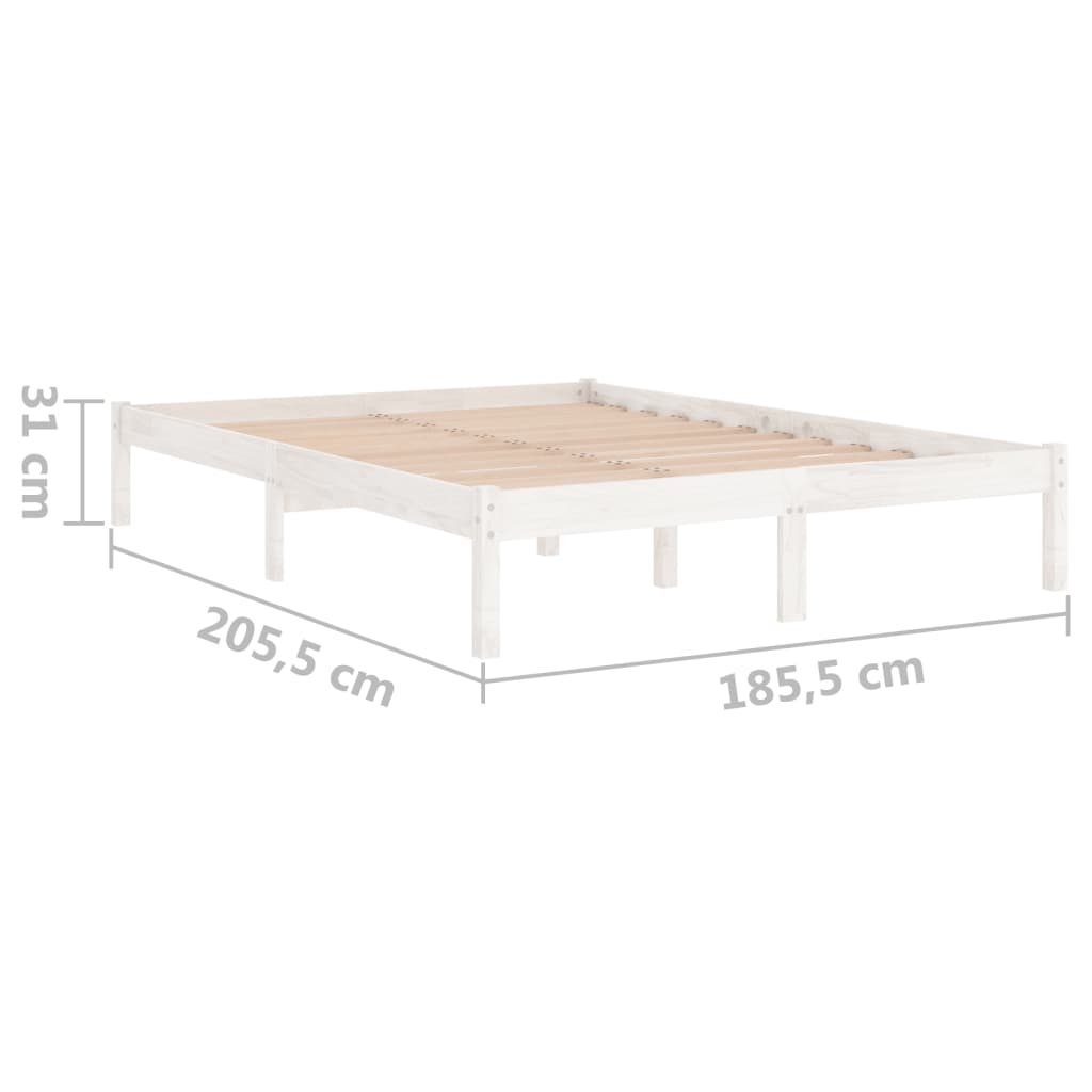 Bed Frame White Solid Wood 180X200 Cm Super King Size