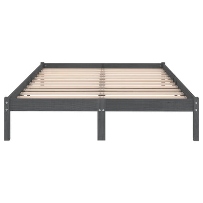 Bed Frame Grey Solid Wood 180X200 Cm Super King Size