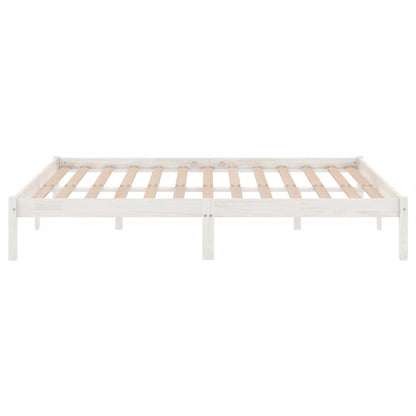Bed Frame White Solid Wood Pine 200X200 Cm
