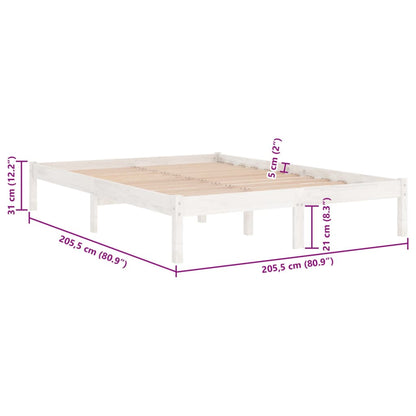 Bed Frame White Solid Wood Pine 200X200 Cm