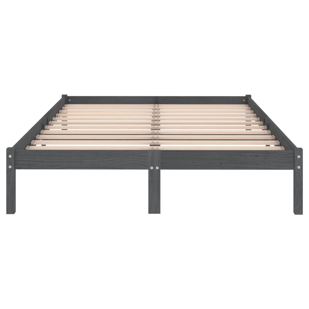 Bed Frame Grey Solid Wood Pine 200X200 Cm