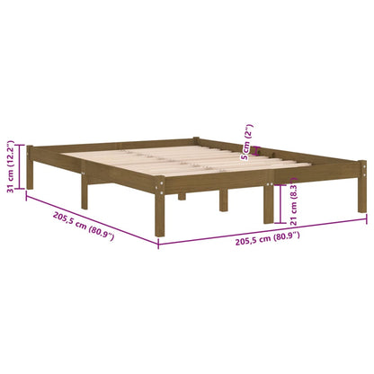 Bed Frame Honey Brown Solid Wood Pine 200X200 Cm