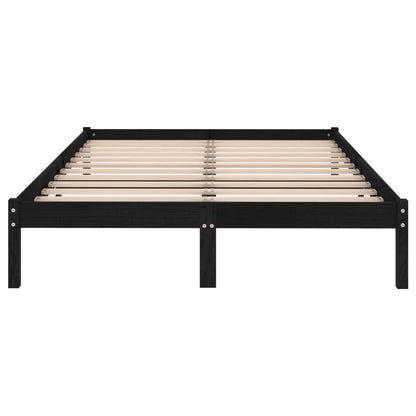 Bed Frame Black Solid Wood Pine 200X200 Cm