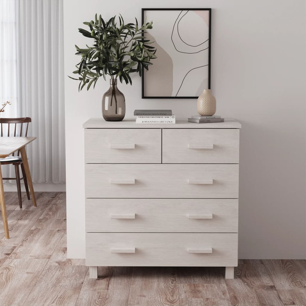 Sideboard Hamar White 79X40X80 Cm Solid Wood Pine