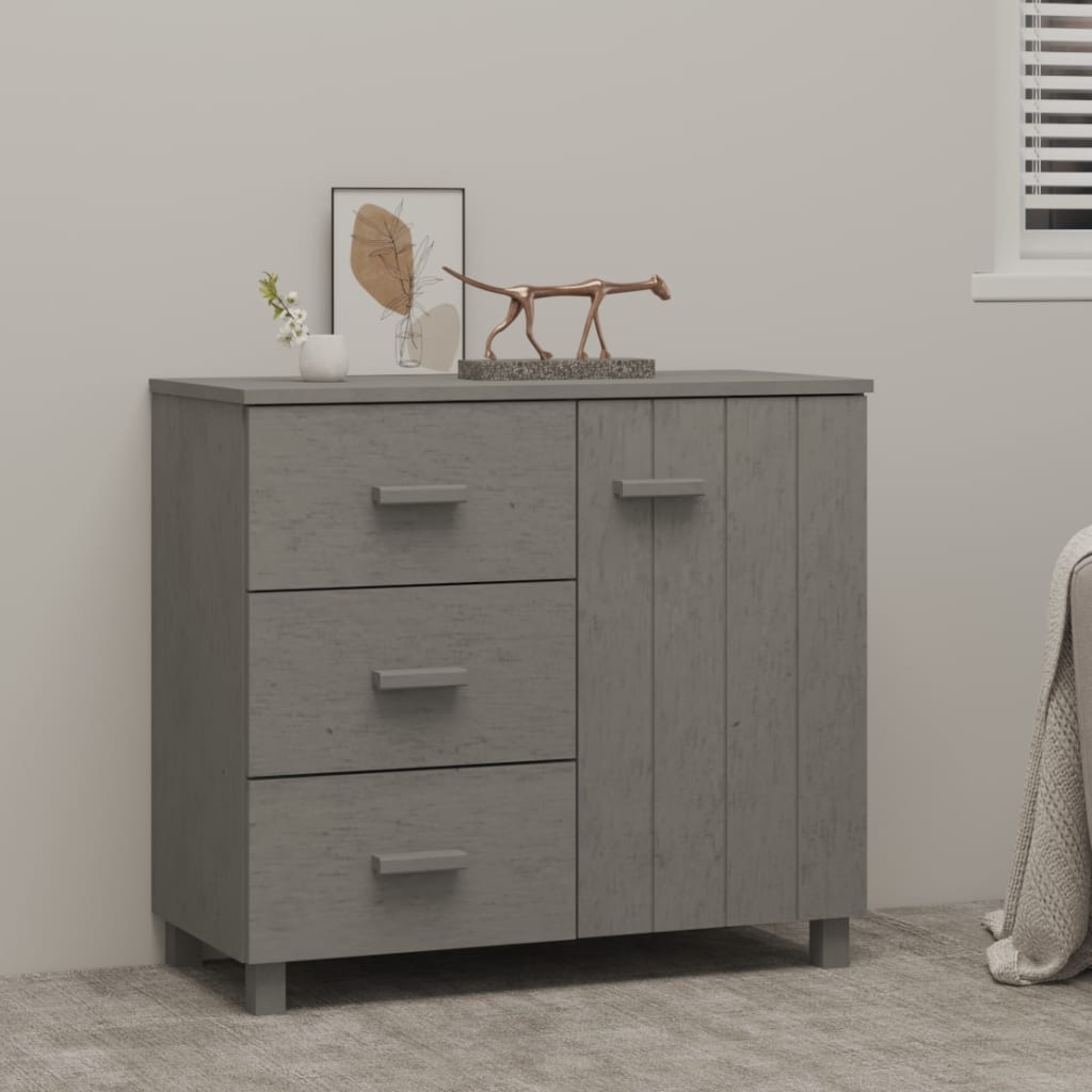 Sideboard Hamar Light Grey 90X40X80 Cm Solid Pinewood