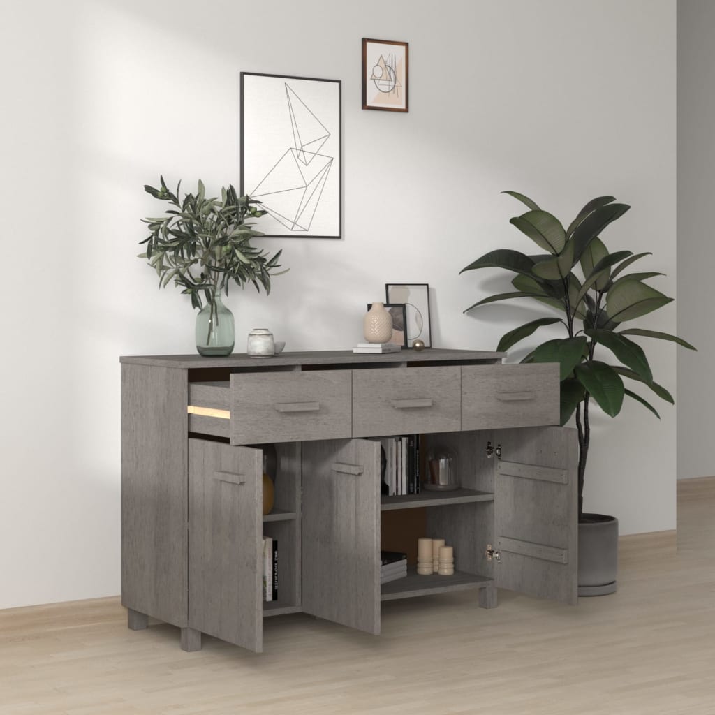 Sideboard Hamar Light Grey 113X40X80 Cm Solid Wood Pine