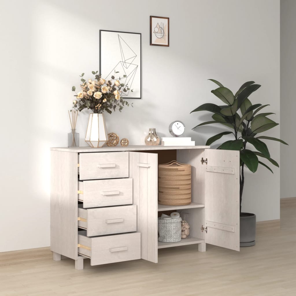 Sideboard Hamar White 113X40X80 Cm Solid Wood Pine