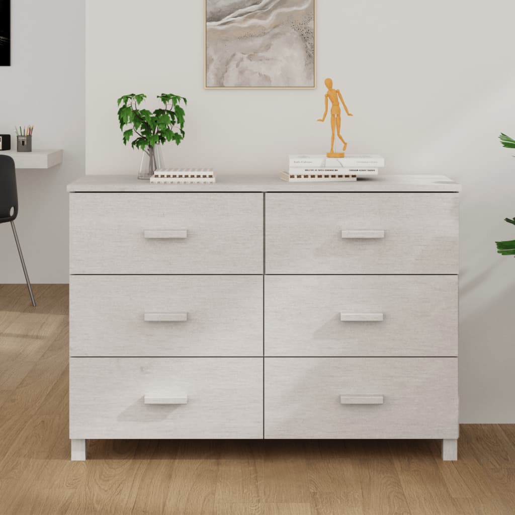 Sideboard Hamar White 113X40X80 Cm Solid Wood Pine