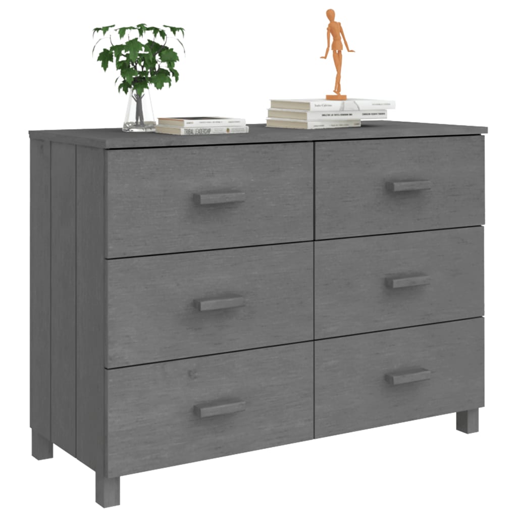 Sideboard Hamar Dark Grey 113X40X80 Cm Solid Wood Pine