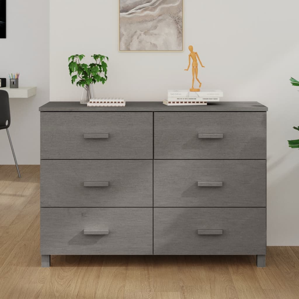 Sideboard Hamar Light Grey 113X40X80 Cm Solid Wood Pine