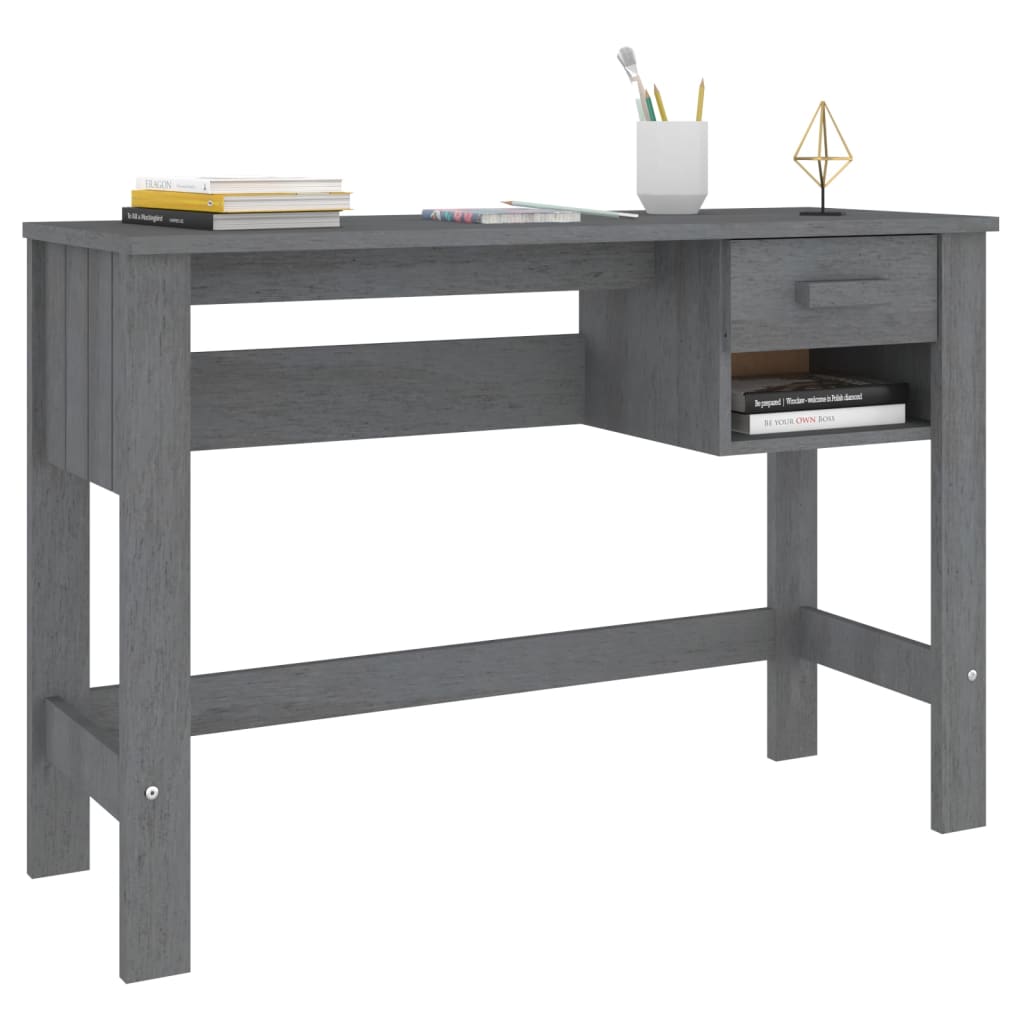 Desk Hamar Dark Grey 110X40X75 Cm Solid Wood Pine