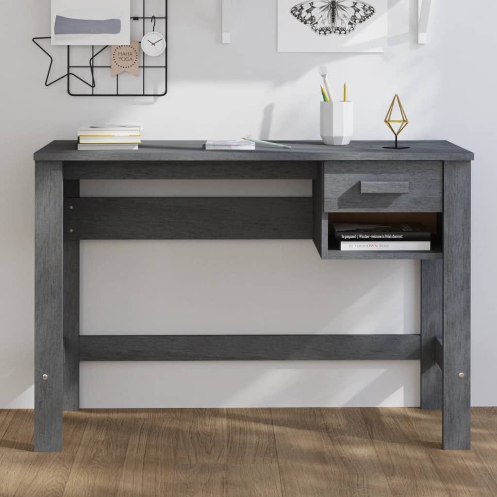 Desk Hamar Dark Grey 110X40X75 Cm Solid Wood Pine