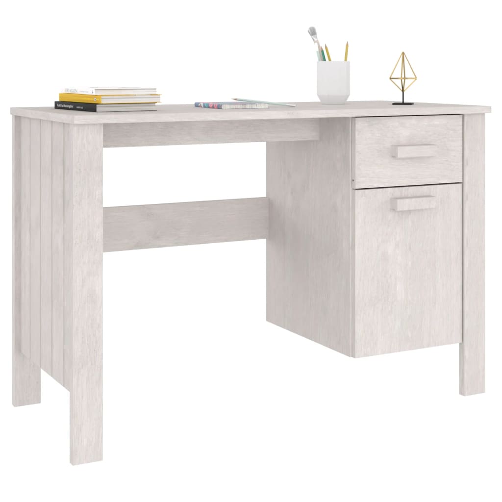 Desk Hamar White 113X50X75 Cm Solid Wood Pine