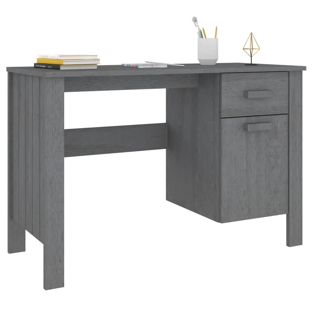 Desk Hamar Dark Grey 113X50X75 Cm Solid Wood Pine