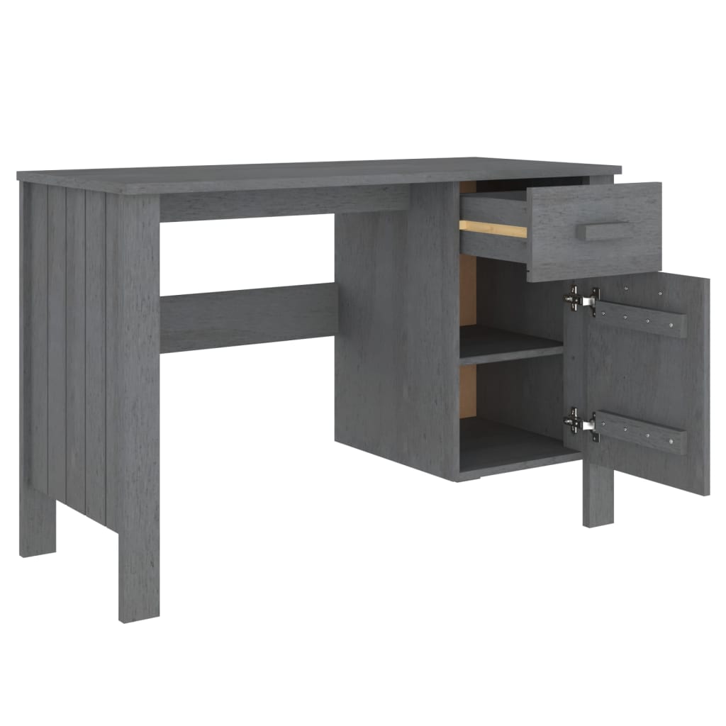 Desk Hamar Dark Grey 113X50X75 Cm Solid Wood Pine