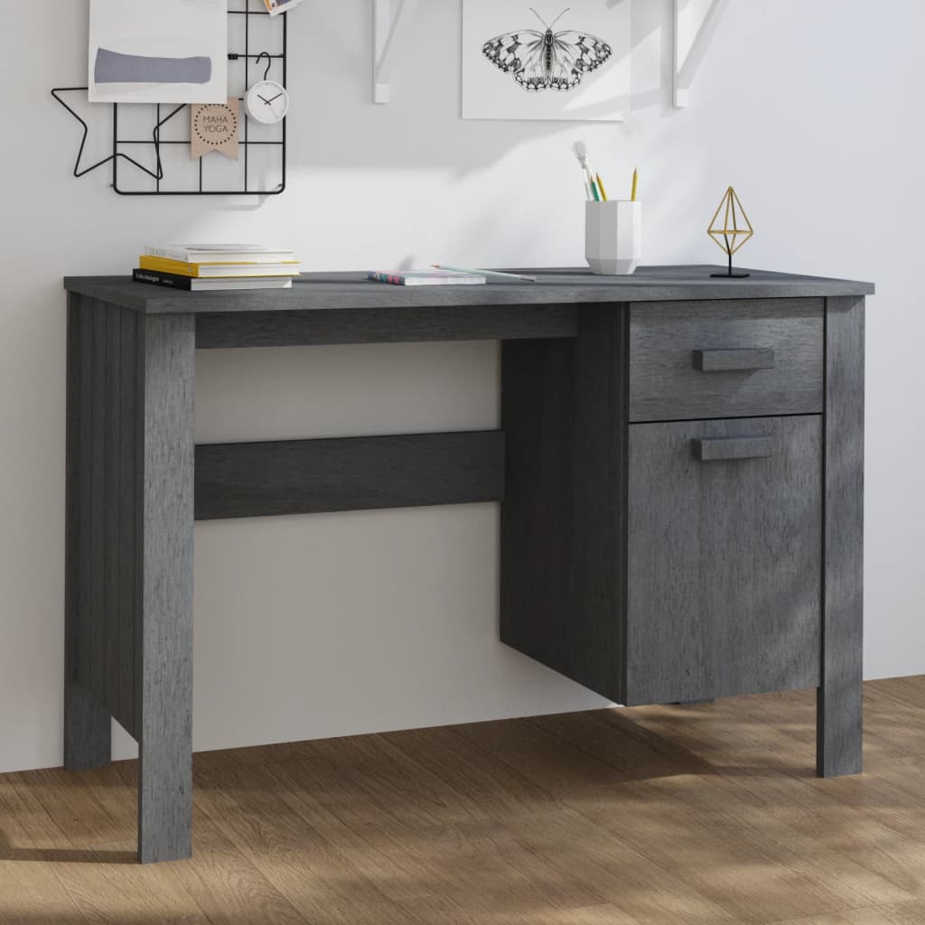 Desk Hamar Dark Grey 113X50X75 Cm Solid Wood Pine