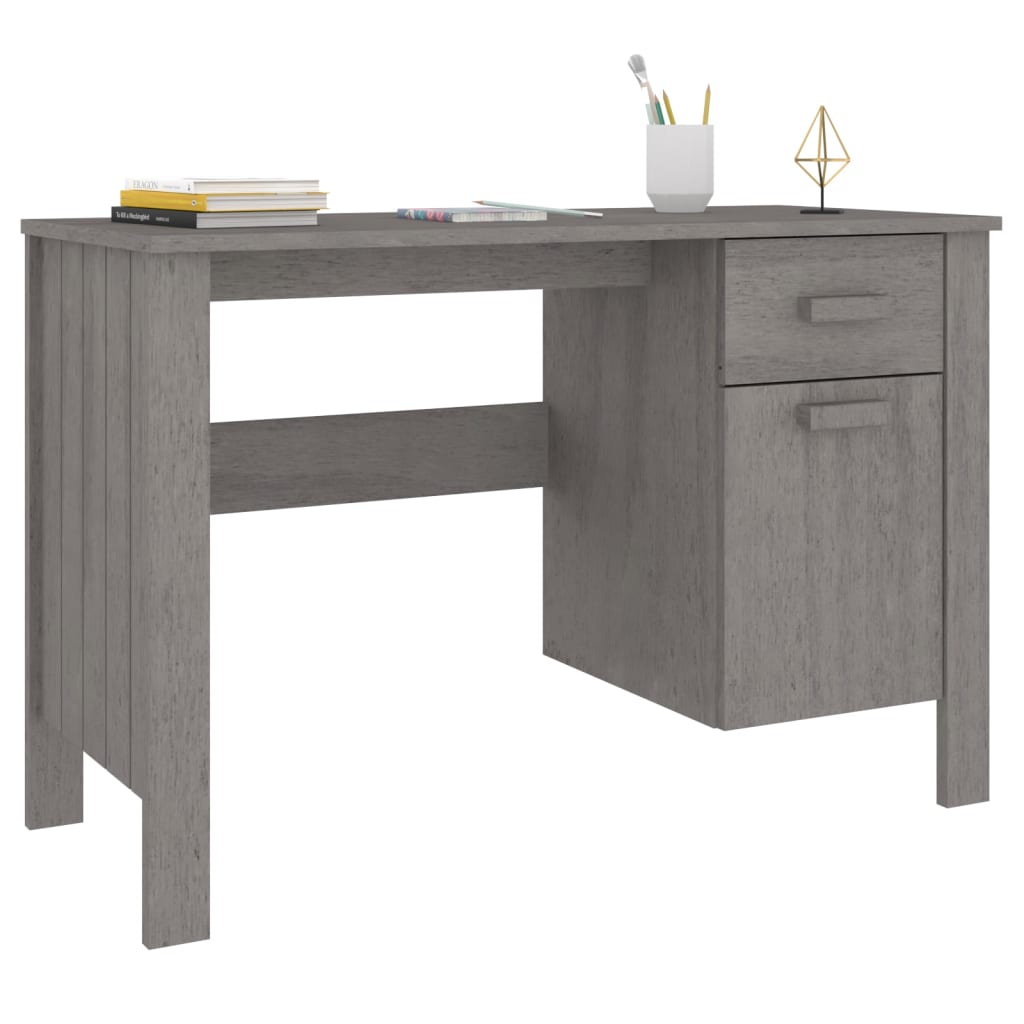 Desk Hamar Light Grey 113X50X75 Cm Solid Wood Pine