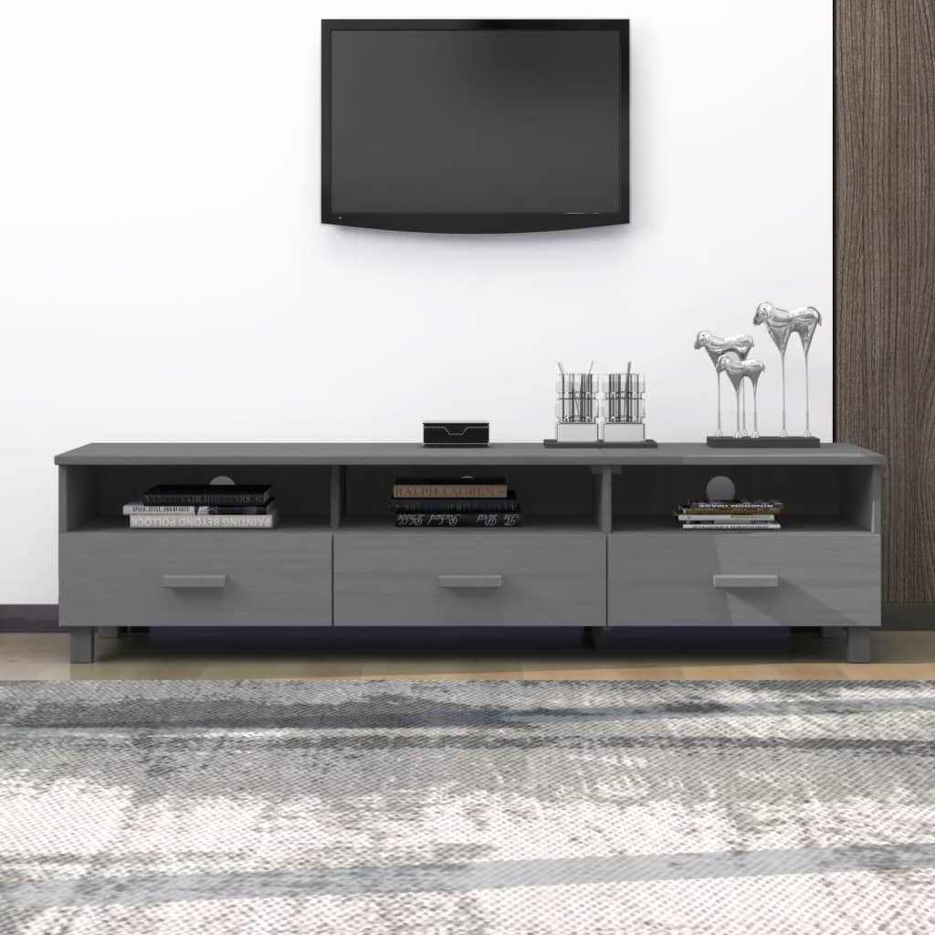 Tv Cabinet Hamar Dark Grey 158X40X40 Cm Solid Wood Pine