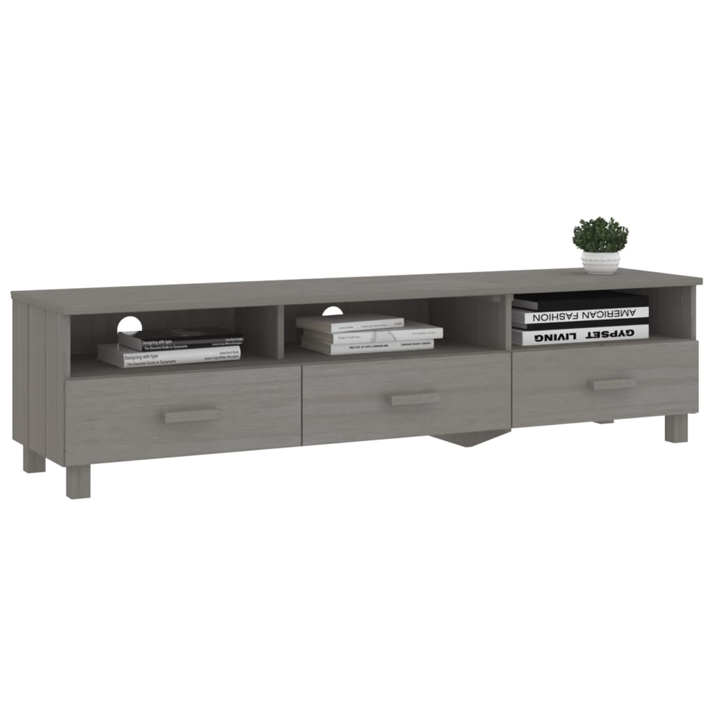 Tv Cabinet Hamar Light Grey 158X40X40 Cm Solid Wood Pine