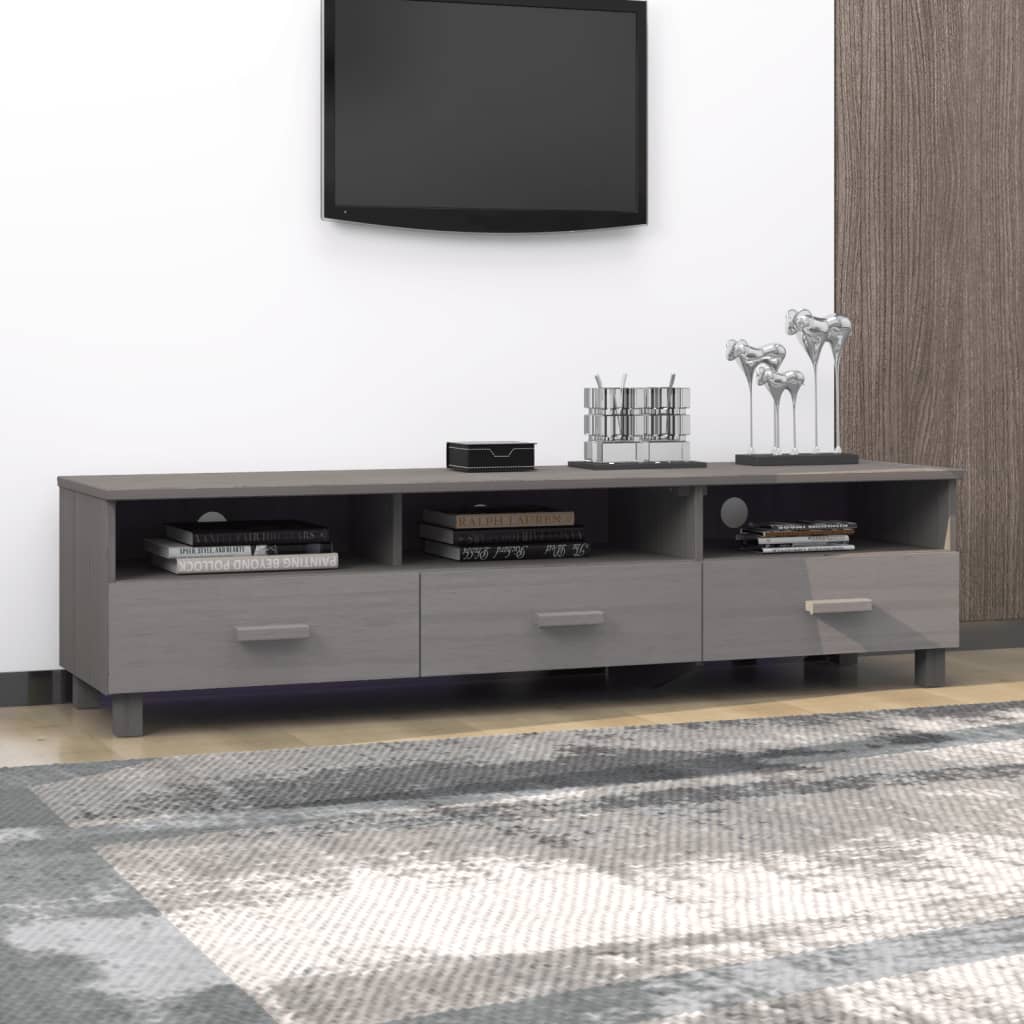 Tv Cabinet Hamar Light Grey 158X40X40 Cm Solid Wood Pine