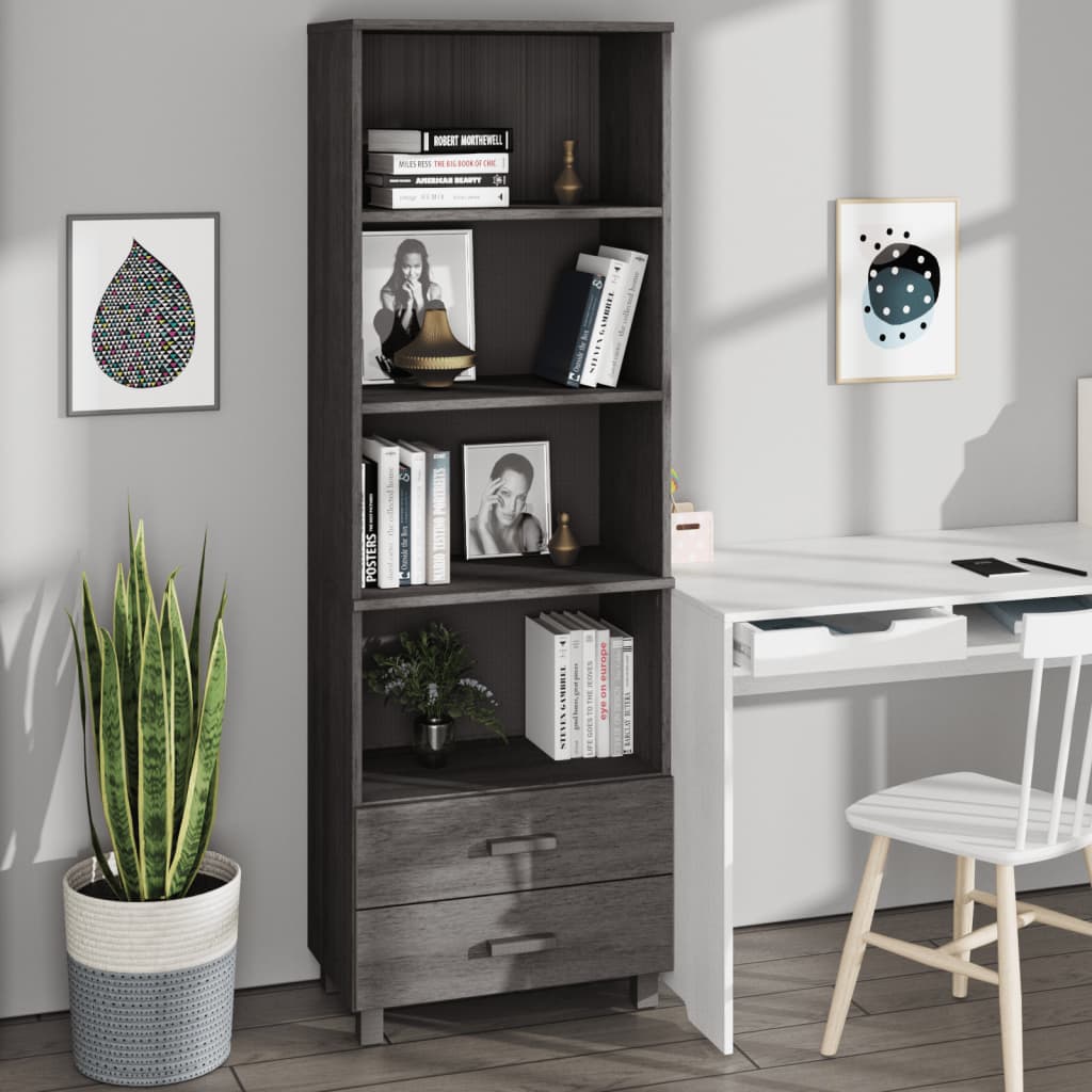 Highboard Hamar Light Grey 60X35X180 Cm Solid Wood Pine