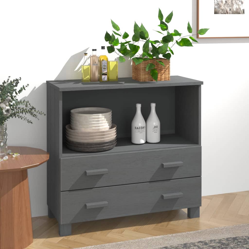 Sideboard Hamar Dark Grey 85X35X80 Cm Solid Wood Pine