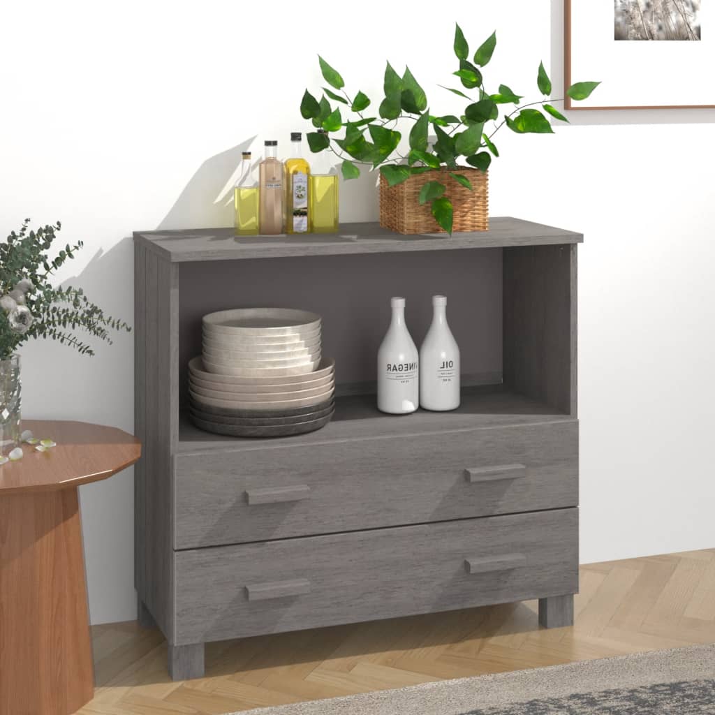 Sideboard Hamar Light Grey 85X35X80 Cm Solid Wood Pine