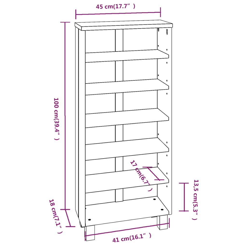 Cd Cabinet Hamar Dark Grey 45X18X100 Cm Solid Wood Pine