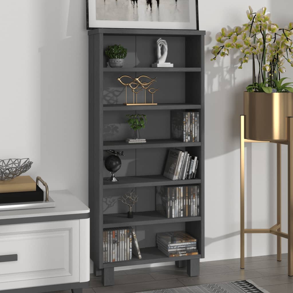 Cd Cabinet Hamar Dark Grey 45X18X100 Cm Solid Wood Pine