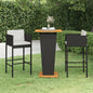 3 Piece Garden Bar Set With Cushions Poly Rattan Black