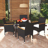 5 Piece Garden Dining Set With Cushions Poly Rattan Black