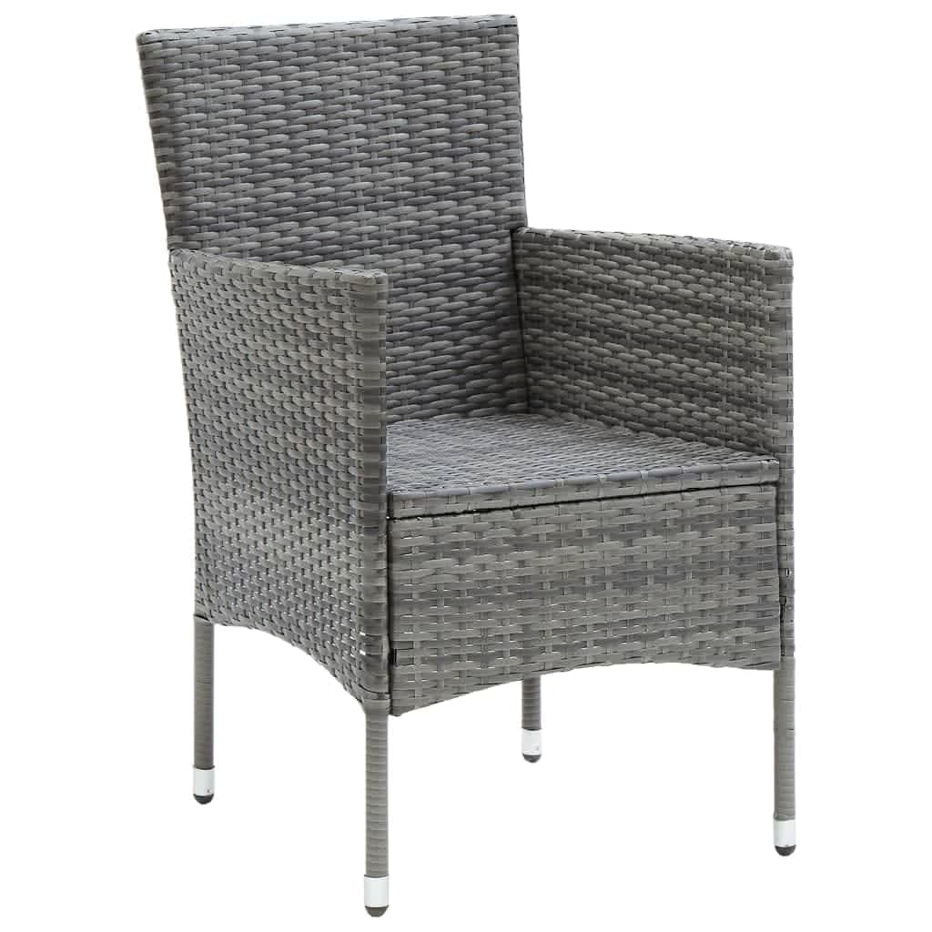 3 Piece Garden Dining Set With Cushions Poly Rattan Grey