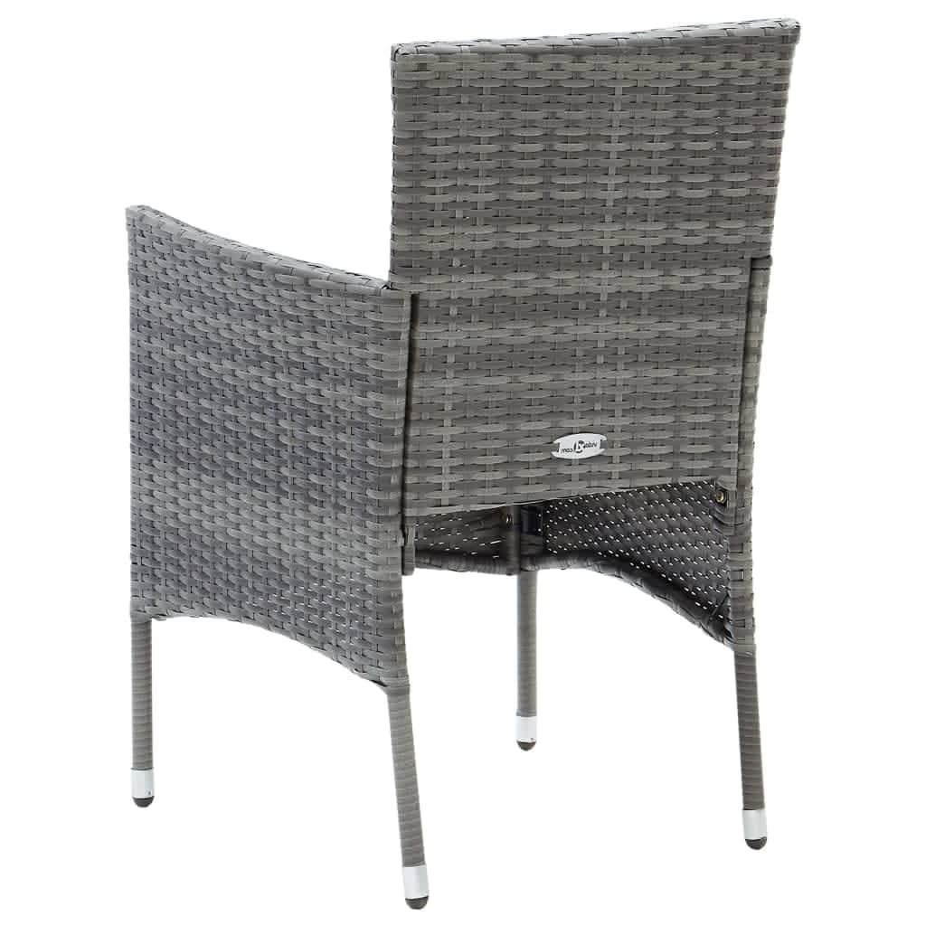 3 Piece Garden Dining Set With Cushions Poly Rattan Grey