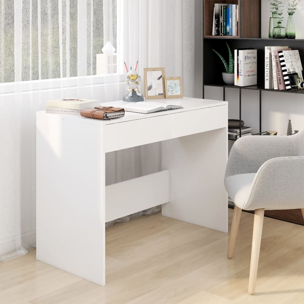 Desk White 101X50X76.5 Cm Engineered Wood