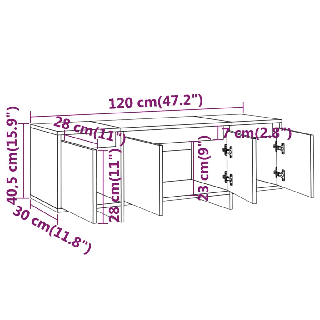 Tv Cabinet Black 120X30X40.5 Cm Engineered Wood