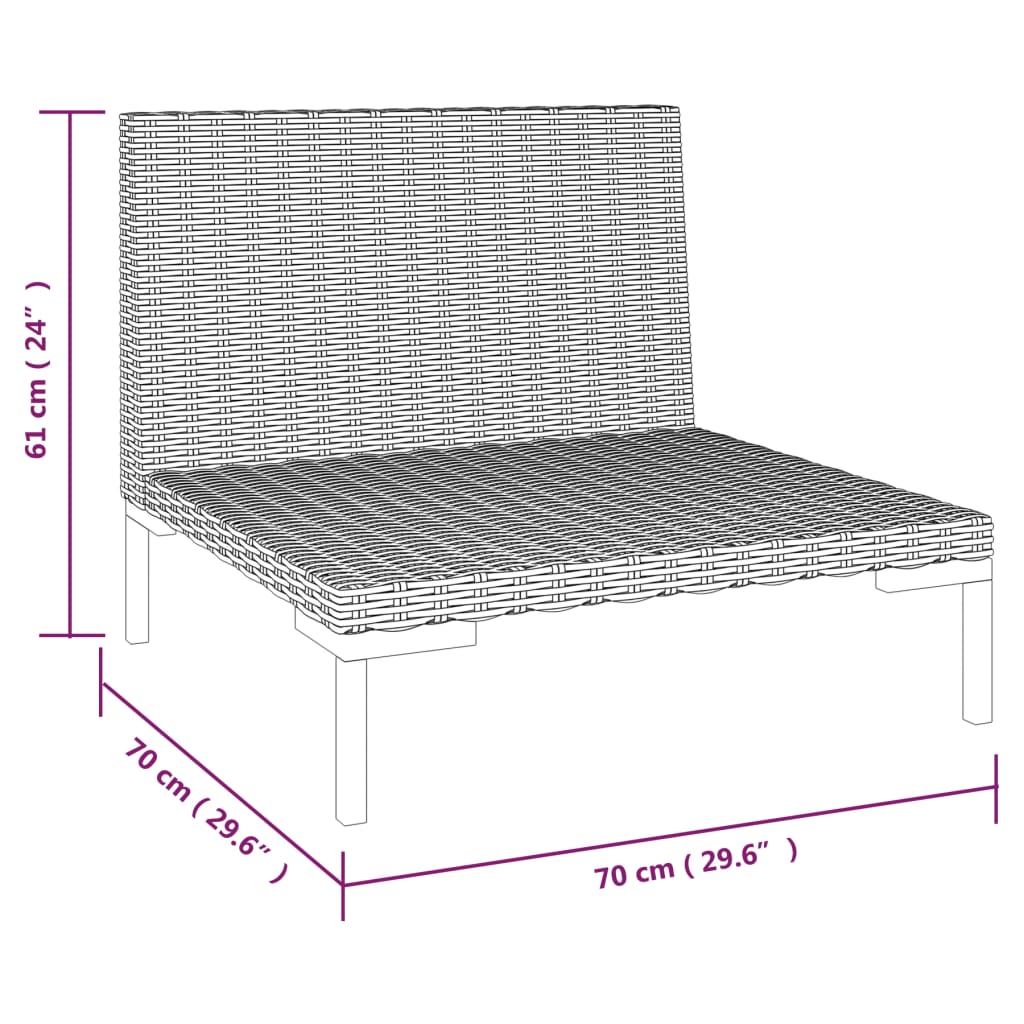 Garden Sofa With Cushions Half Round Poly Rattan