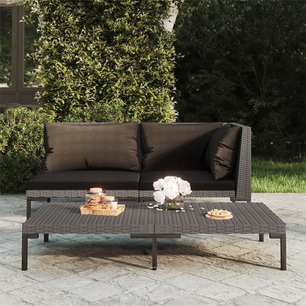 Garden Sofa With Cushions Half Round Poly Rattan