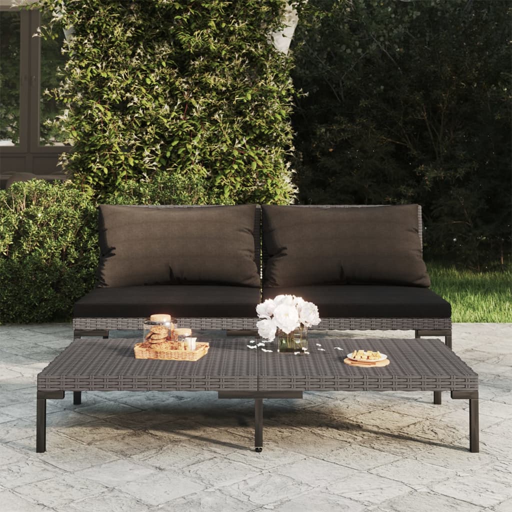 Garden Sofas 2Pcs With Cushions Half Round Poly Rattan